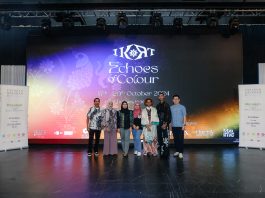 Left to right, Tipah Jusoh and Darus Idris, Batik Block and Painting (Canting) Artisans, Khatijah binti Mohamad, a Clay Batik Artisan, Hasmah binti Yasmin, a Songket Weaver, Joshua D. Louis, an Embroidery Expert, Mahesh Naiker, Project Coordinator of IKAT; and Baba Kenny Loh, Curator of IKAT 2.0 Johor Edition