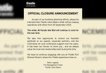 Thistle Hotel Johor Bahru Ceased Operations Today Thistle Hotel Johor Bahru announcement