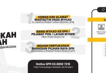 Johor Polls: Close to 3 Million Eligible to Vote, Election Commission to Appoint 42,000 Workers Infographic guide for voters to update their voting address-Image Suruhanjaya Pilihan Raya Malaysia-SPR Facebook page