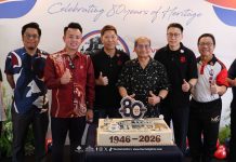 A Celebration of Togetherness at Hua Mui Restaurant’s 80th Anniversary Celebration Left to right, Nor Syazlan bin Abd Razak, Director of the Johor Warisan Foundation, Chua Jian Boon, Deputy Chairman of the Johor State Unity, Heritage and Culture Committee, Jeremy Chiang, Chief Executive Officer (CEO) of Hua Mui Restaurant, David Chiang, the second-generation owner of Hua Mui Restaurant, Glenn Chiang, Chief Operating Officer (COO) of Hua Mui Restaurant and a representative from the Johor Bahru Tiong Hua Association- Image credits Tourism Johor Facebook Page